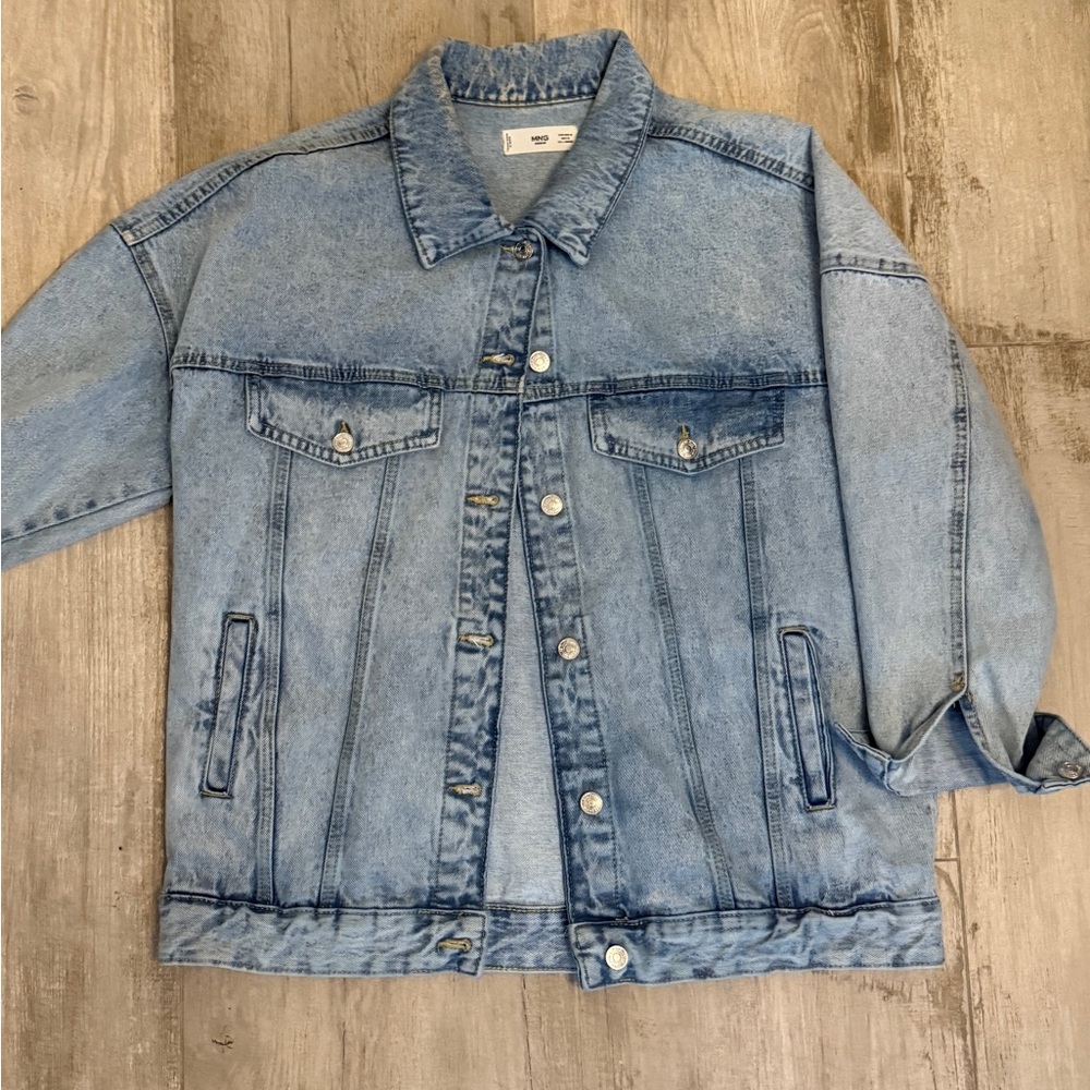 Mango Oversized Denim Light Blue Jacket